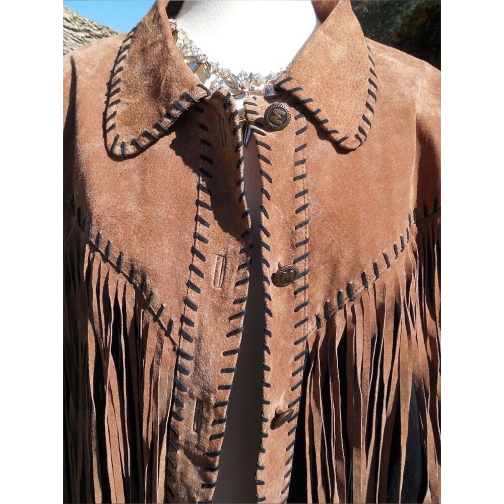 Vintage BOB MACKIE Suede Fringe western boho Jacket - Picture 7 of 16